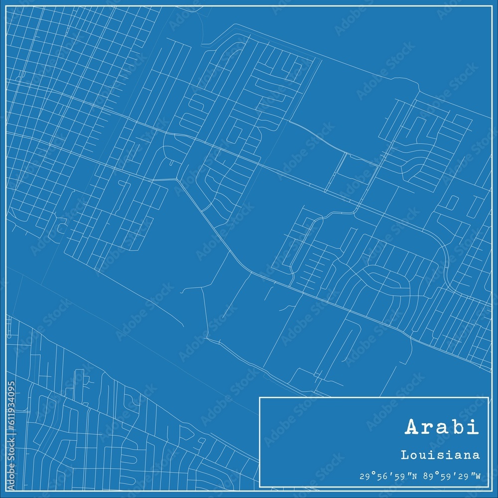 Blueprint US city map of Arabi, Louisiana. Blueprint US city map of Arabi, Louisiana.