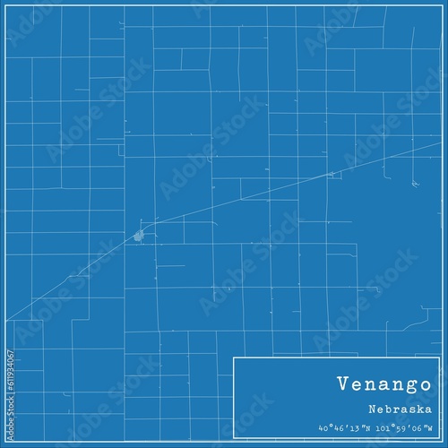 Blueprint US city map of Venango, Nebraska. photo