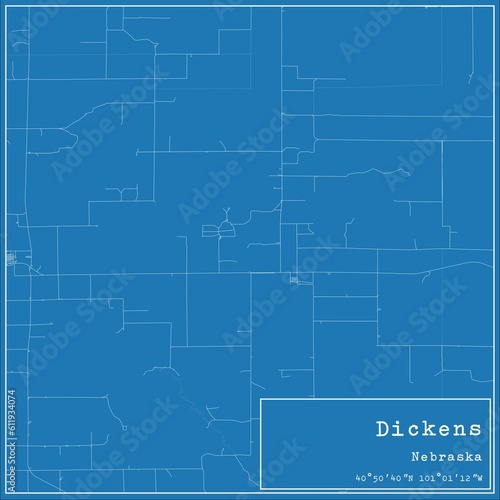 Wallpaper Mural Blueprint US city map of Dickens, Nebraska. Torontodigital.ca