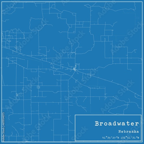 Blueprint US city map of Broadwater, Nebraska. photo