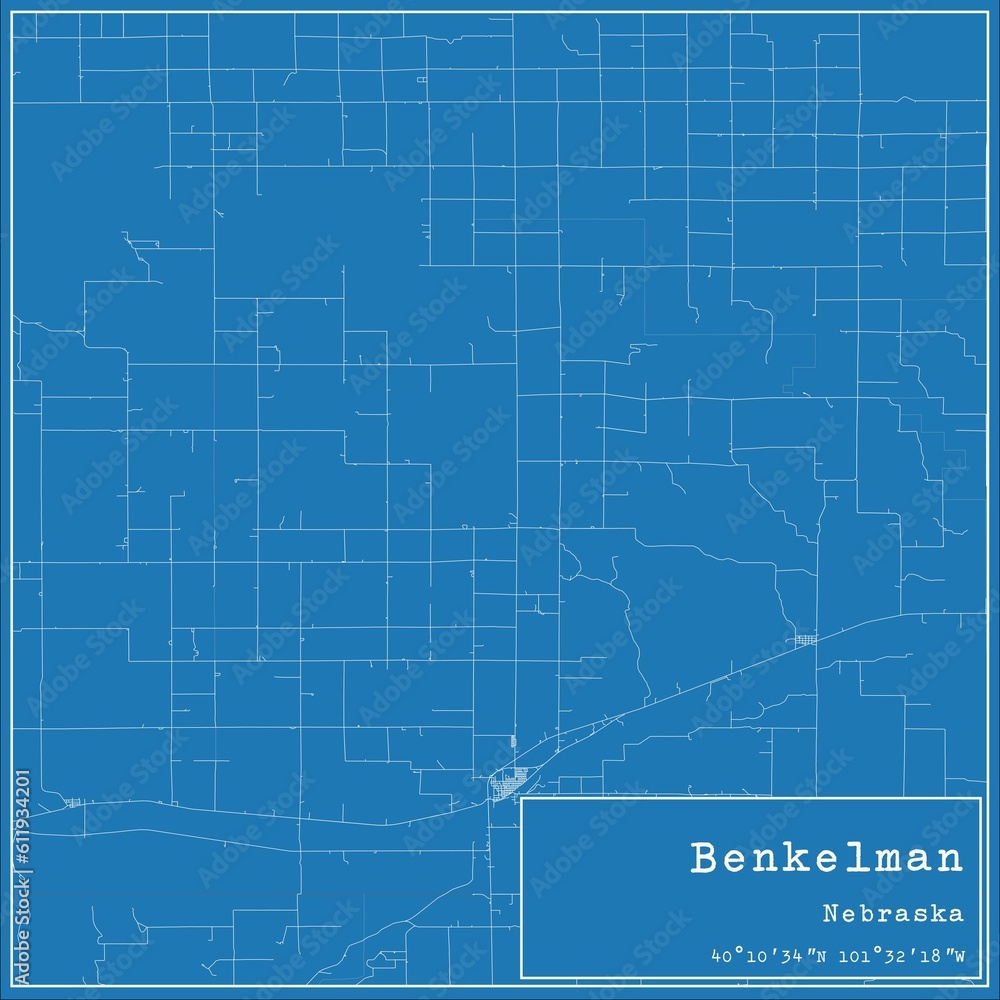 Blueprint US city map of Benkelman, Nebraska. Blueprint US city map of Benkelman, Nebraska.