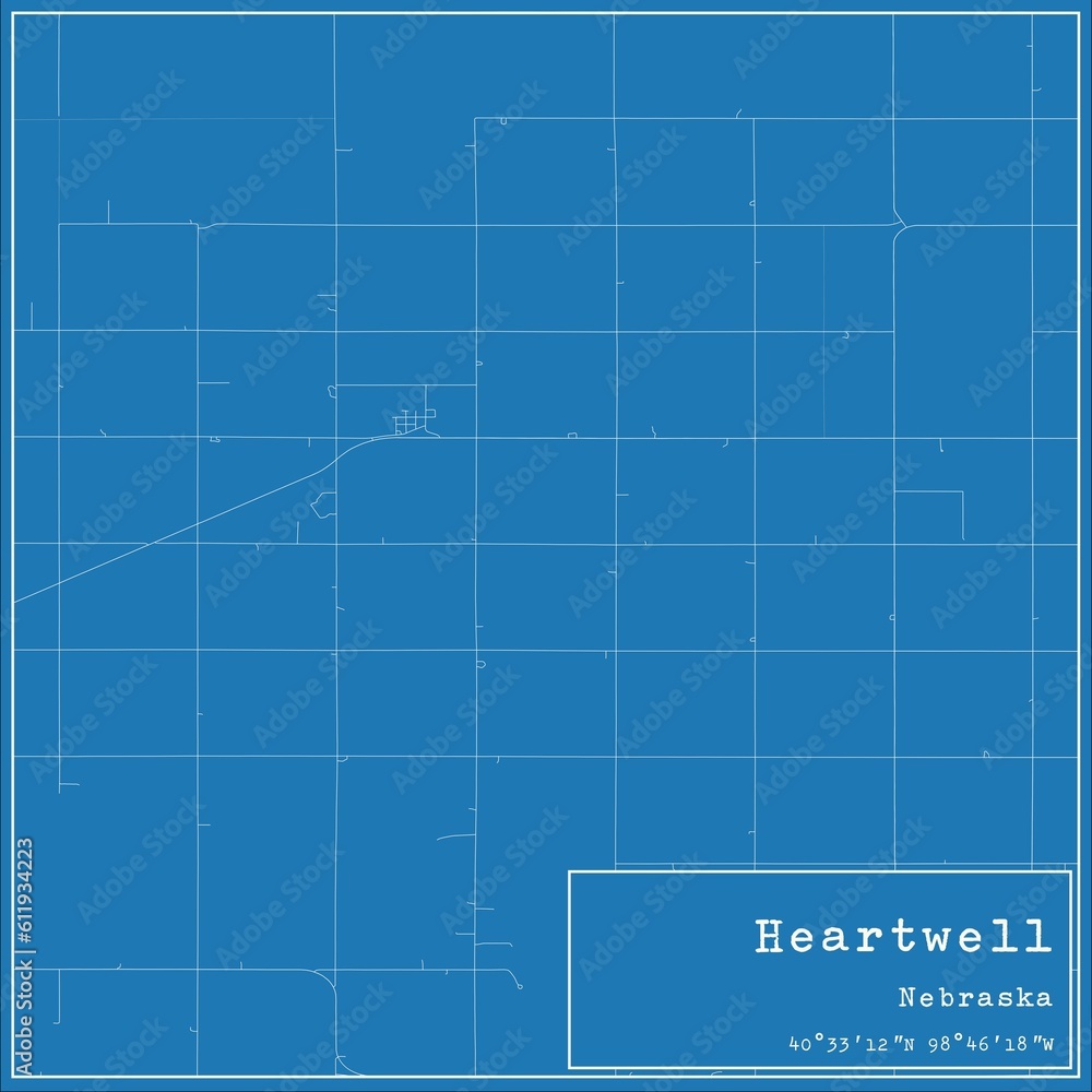 Blueprint US city map of Heartwell, Nebraska.