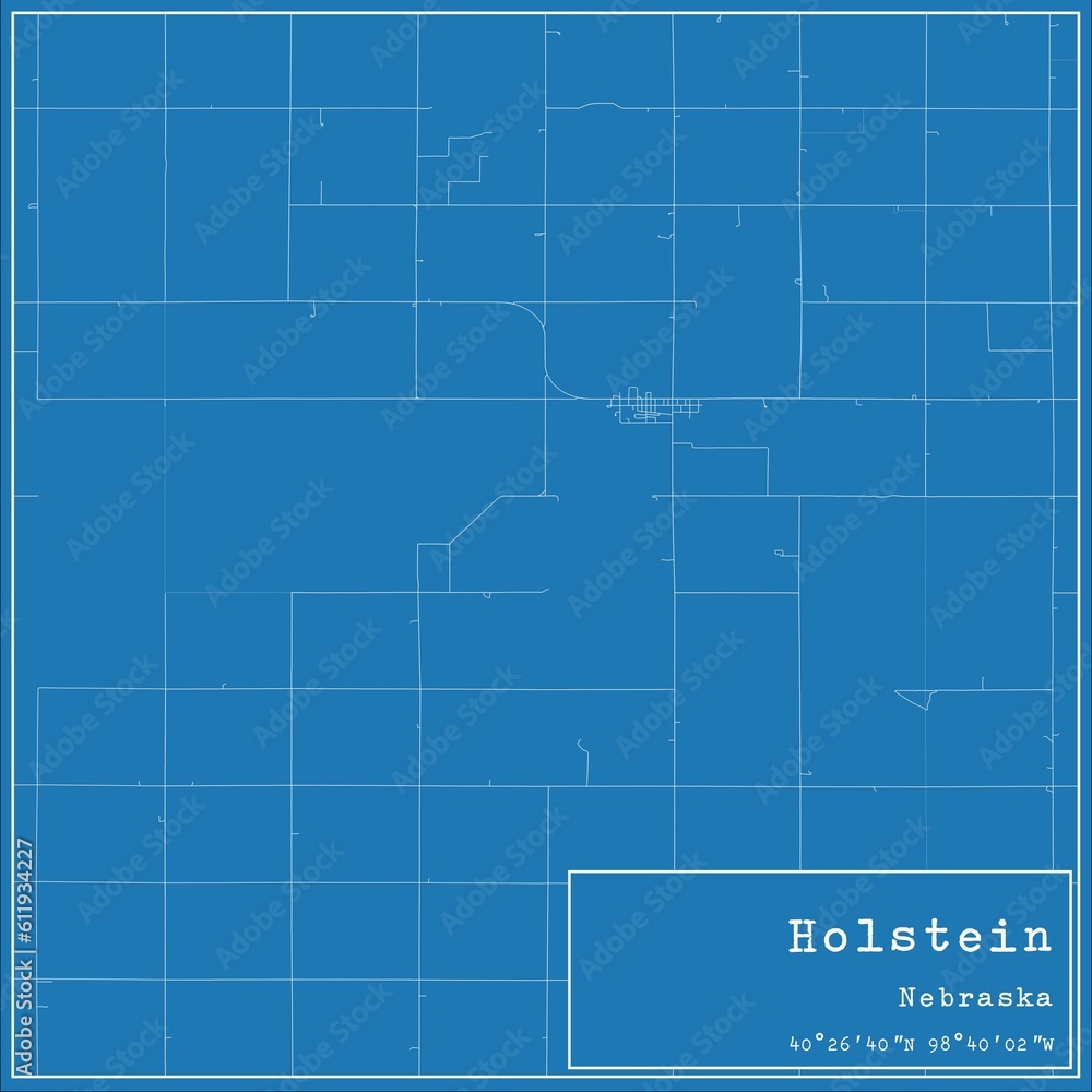 Obraz premium Blueprint US city map of Holstein, Nebraska.