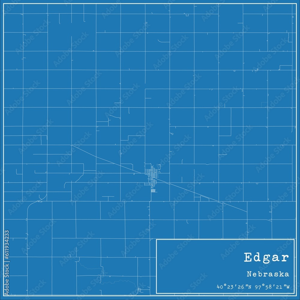 Blueprint US city map of Edgar, Nebraska.