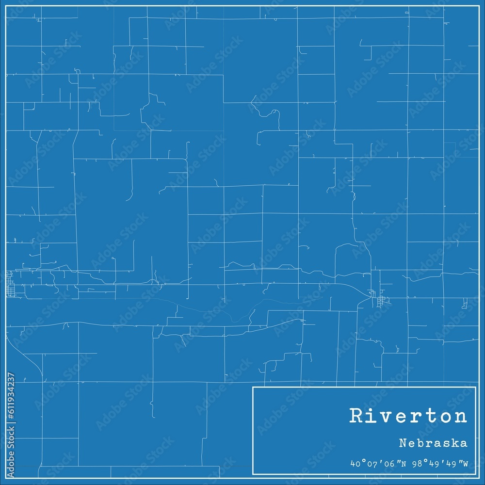 Blueprint US city map of Riverton, Nebraska. Blueprint US city map of Riverton, Nebraska.