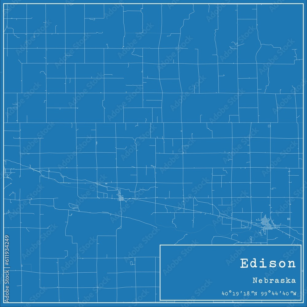 Blueprint US city map of Edison, Nebraska. Blueprint US city map of Edison, Nebraska.