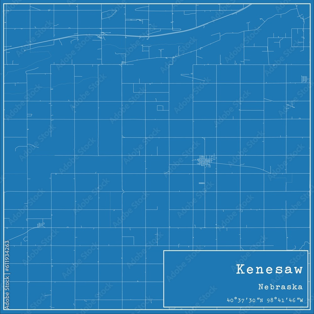 Blueprint US city map of Kenesaw, Nebraska. Blueprint US city map of Kenesaw, Nebraska.