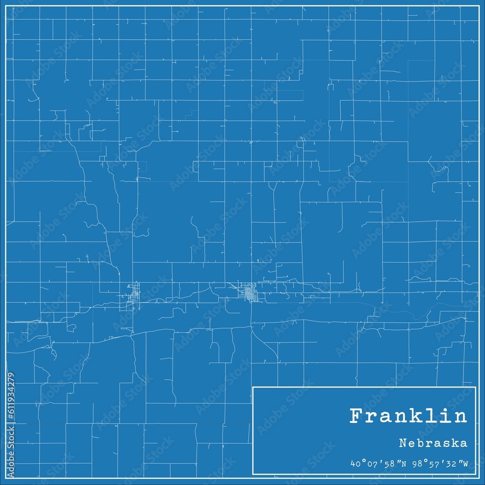 Blueprint US city map of Franklin, Nebraska. Blueprint US city map of Franklin, Nebraska.