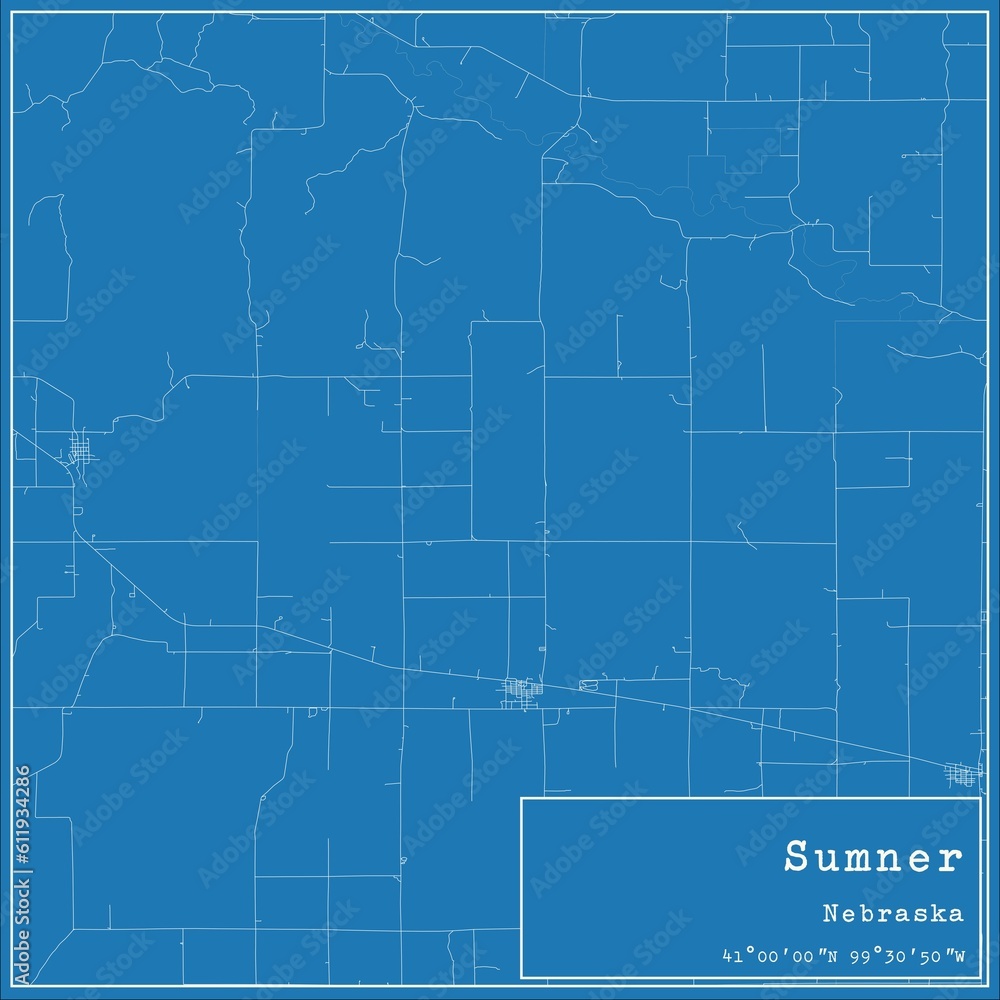 Blueprint US city map of Sumner, Nebraska.