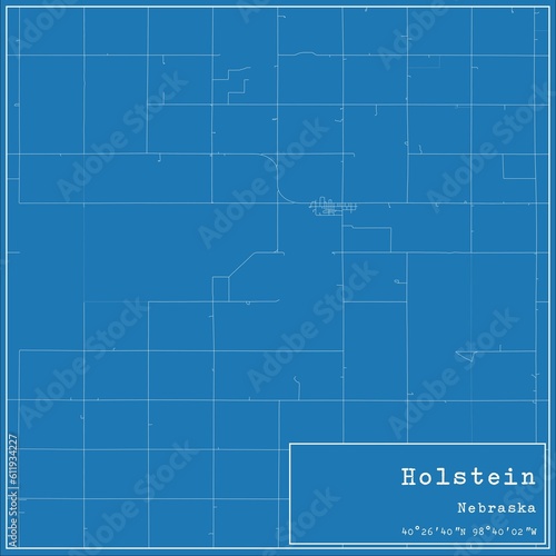 Blueprint US city map of Holstein, Nebraska.