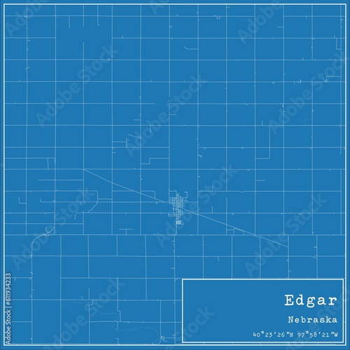 Blueprint US city map of Edgar, Nebraska.