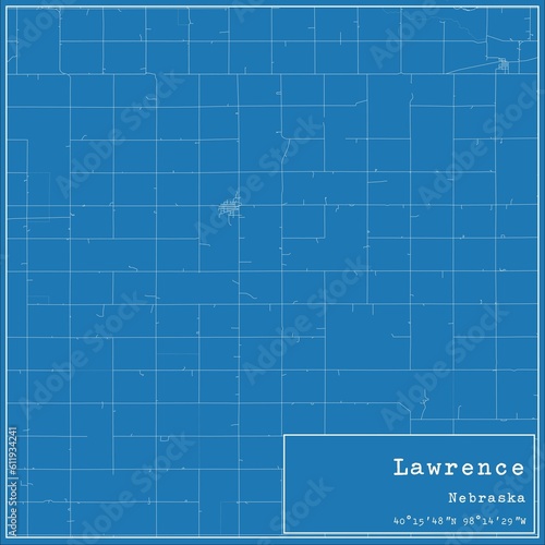 Blueprint US city map of Lawrence, Nebraska. photo