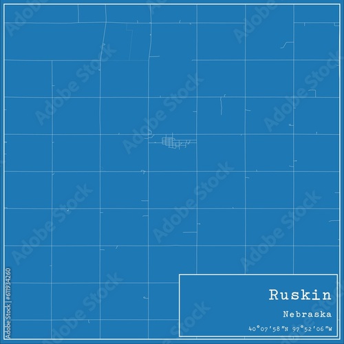 Blueprint US city map of Ruskin, Nebraska. photo