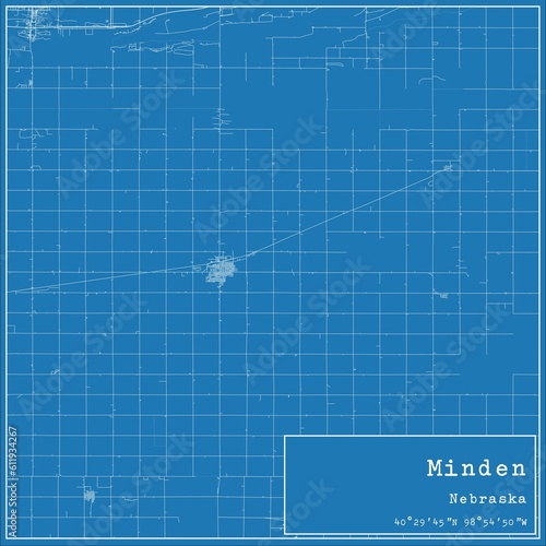 Blueprint US city map of Minden  Nebraska.