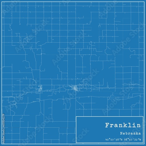 Blueprint US city map of Franklin  Nebraska.