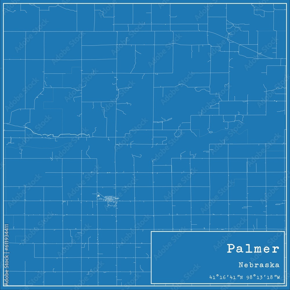 Blueprint US city map of Palmer, Nebraska. Blueprint US city map of Palmer, Nebraska.