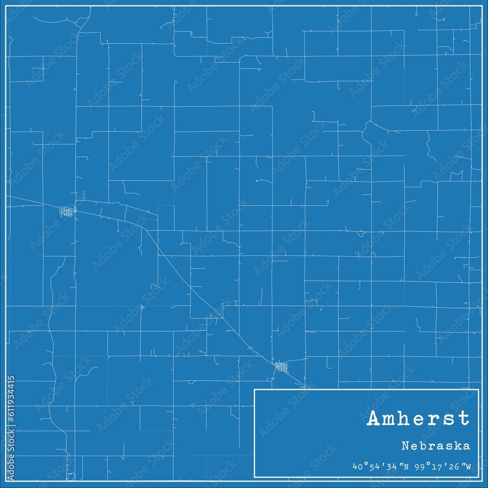 Blueprint US city map of Amherst, Nebraska. Blueprint US city map of Amherst, Nebraska.