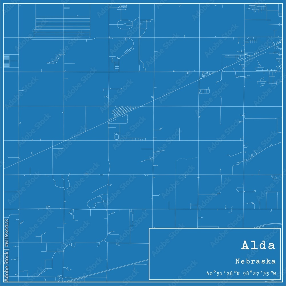 Blueprint US city map of Alda, Nebraska. Blueprint US city map of Alda, Nebraska.