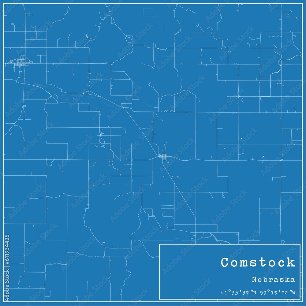 Blueprint US city map of Comstock, Nebraska. Blueprint US city map of Comstock, Nebraska.