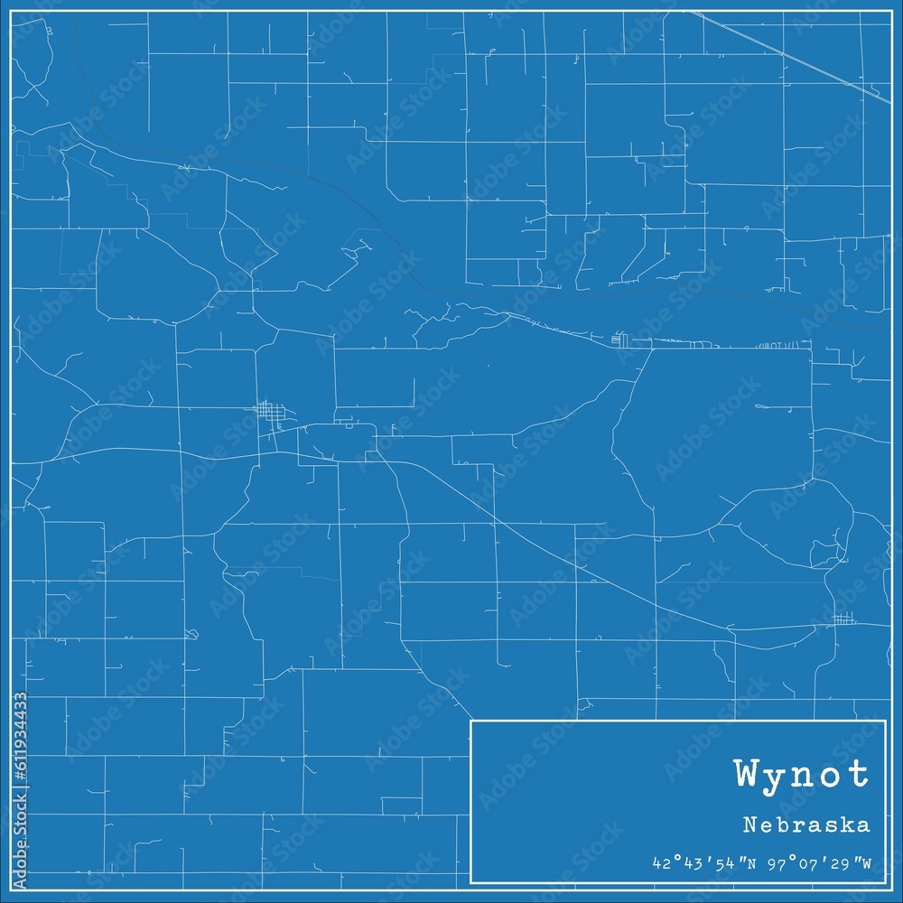 Obraz premium Blueprint US city map of Wynot, Nebraska.