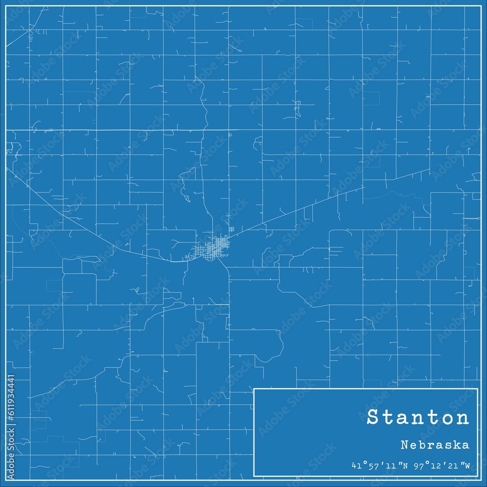 Blueprint US city map of Stanton, Nebraska.