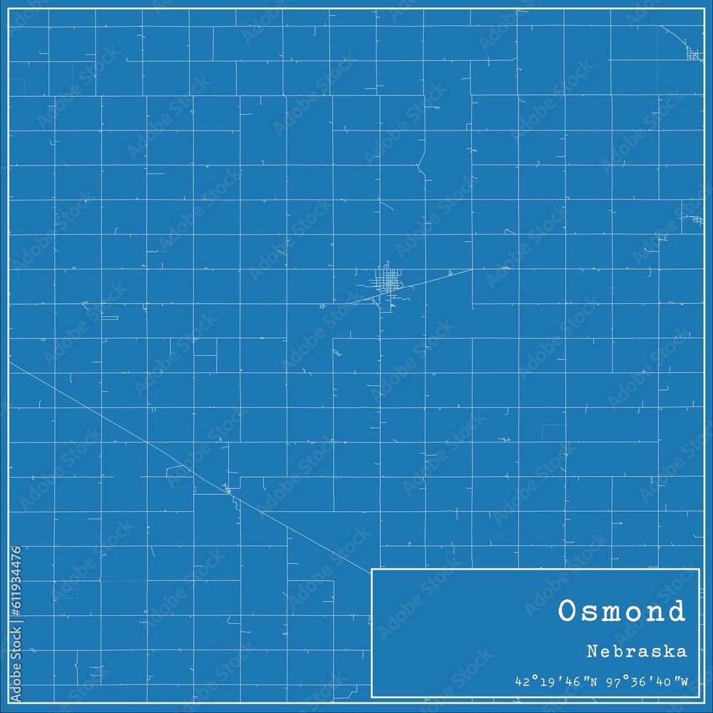 Blueprint US city map of Osmond, Nebraska. Blueprint US city map of Osmond, Nebraska.