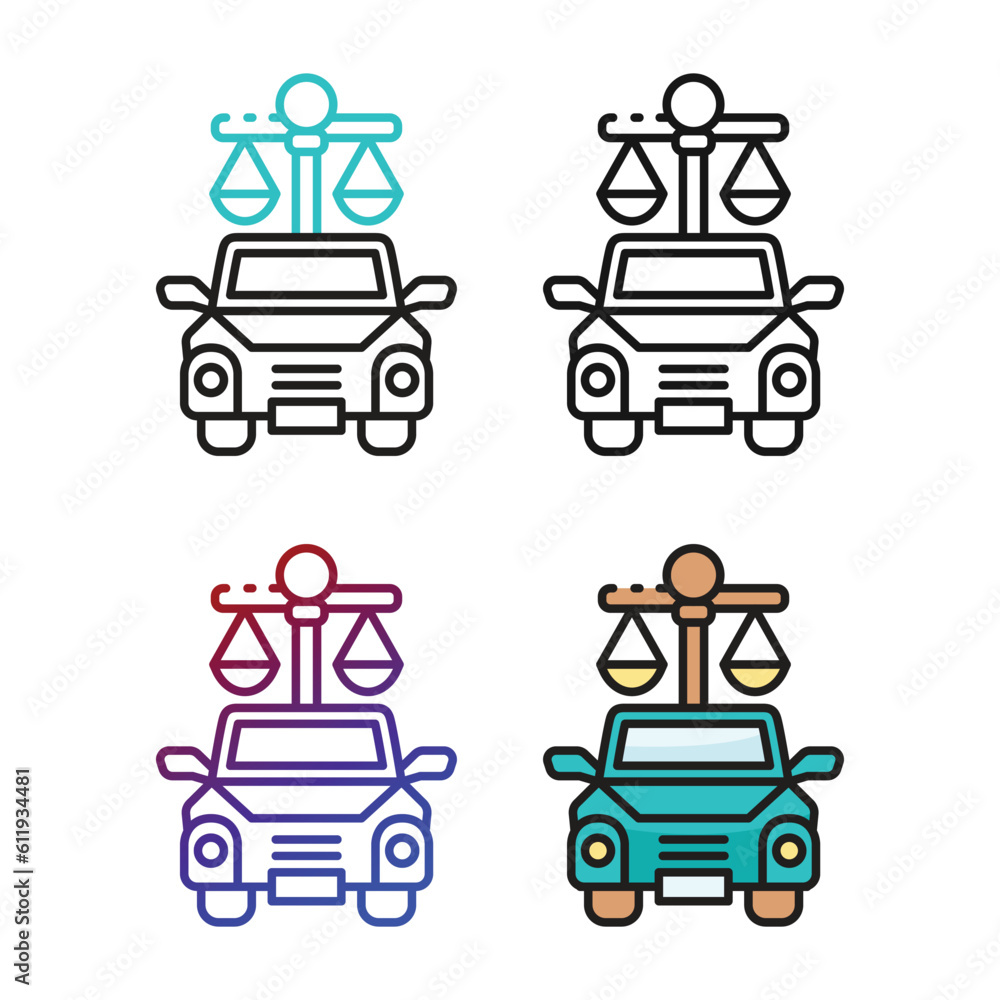 Transport law icon design in four variation color