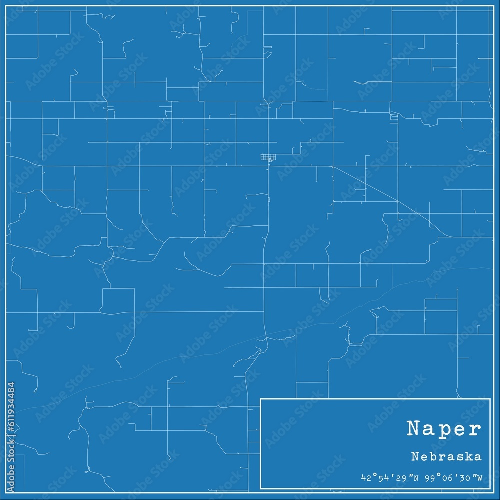 Obraz premium Blueprint US city map of Naper, Nebraska.