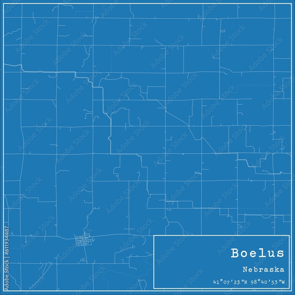 Blueprint US city map of Boelus, Nebraska. Blueprint US city map of Boelus, Nebraska.
