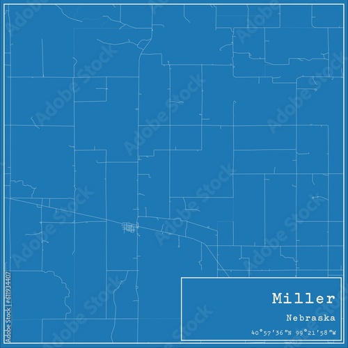 Wallpaper Mural Blueprint US city map of Miller, Nebraska. Torontodigital.ca