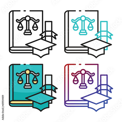 Law degree icon design in four variation color