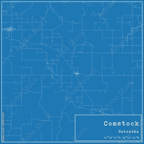 Blueprint US city map of Comstock, Nebraska.