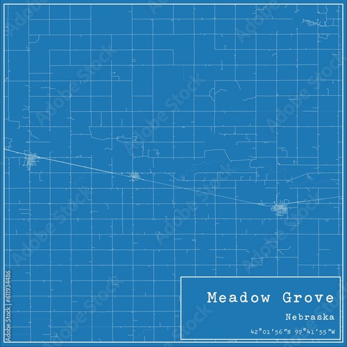 Blueprint US city map of Meadow Grove  Nebraska.