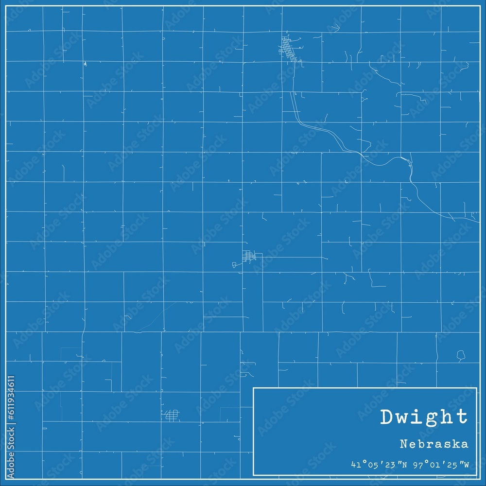Blueprint US city map of Dwight, Nebraska.