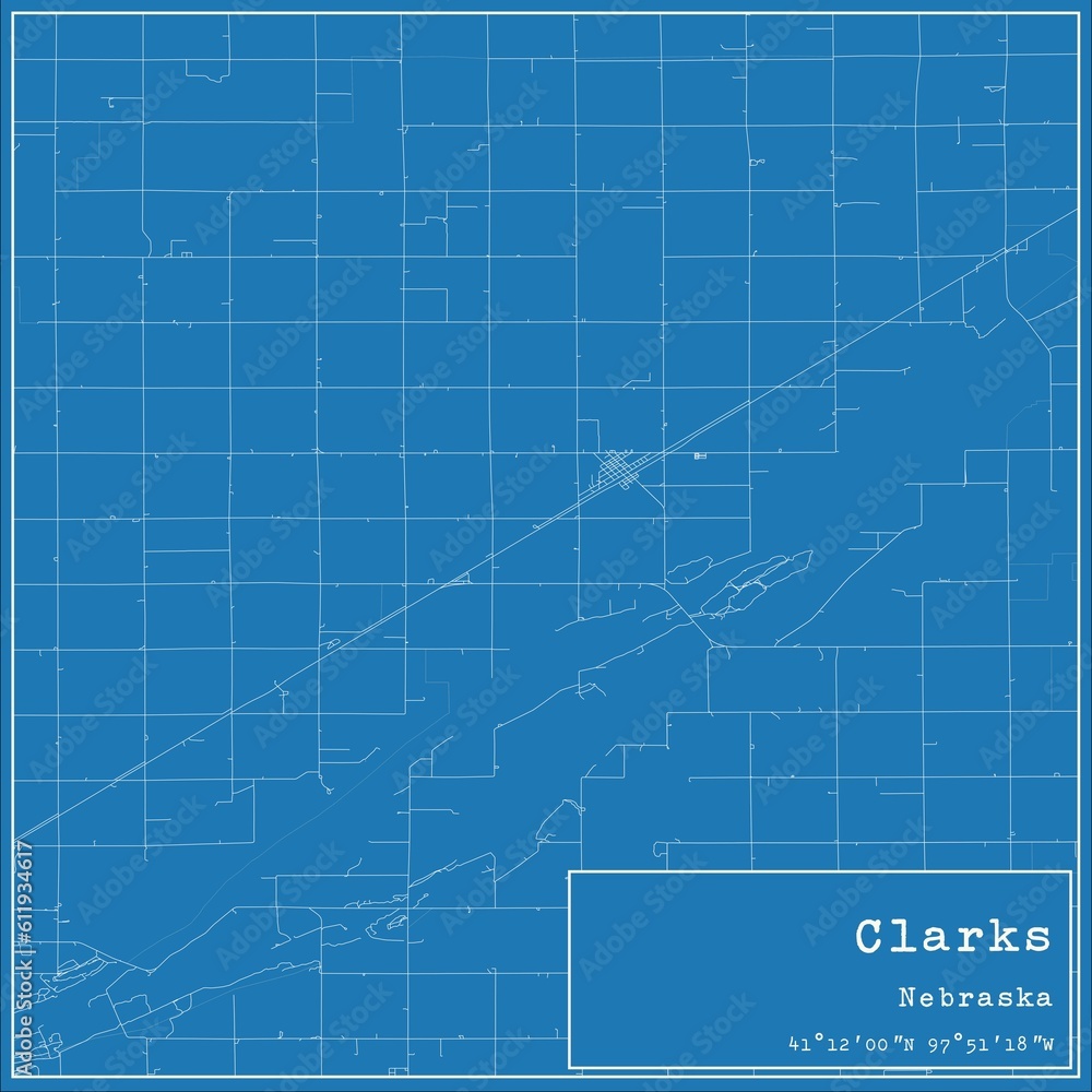 Blueprint US city map of Clarks, Nebraska. Blueprint US city map of Clarks, Nebraska.