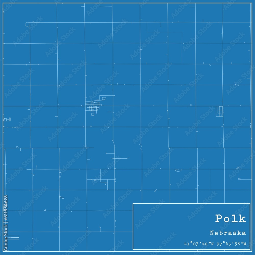 Blueprint US city map of Polk, Nebraska. Blueprint US city map of Polk, Nebraska.