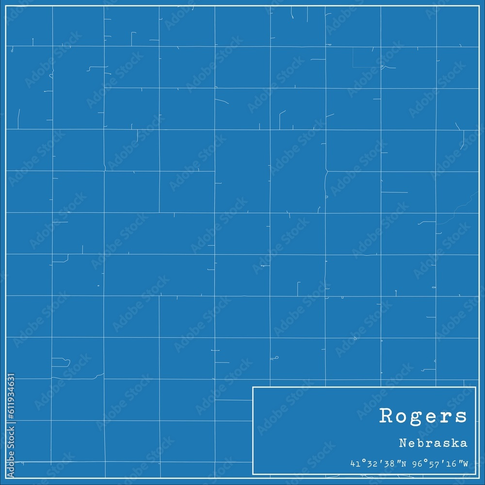 Blueprint US city map of Rogers, Nebraska. Blueprint US city map of Rogers, Nebraska.
