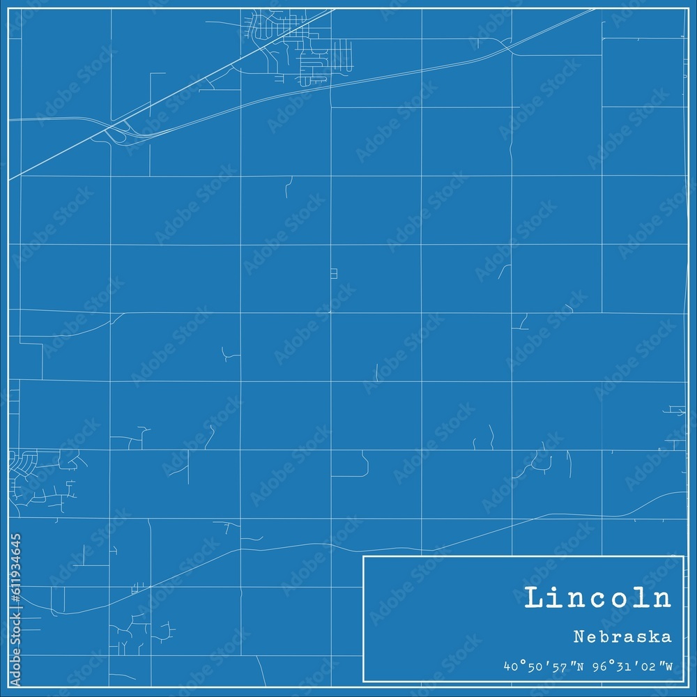 Blueprint US city map of Lincoln, Nebraska. Blueprint US city map of Lincoln, Nebraska.