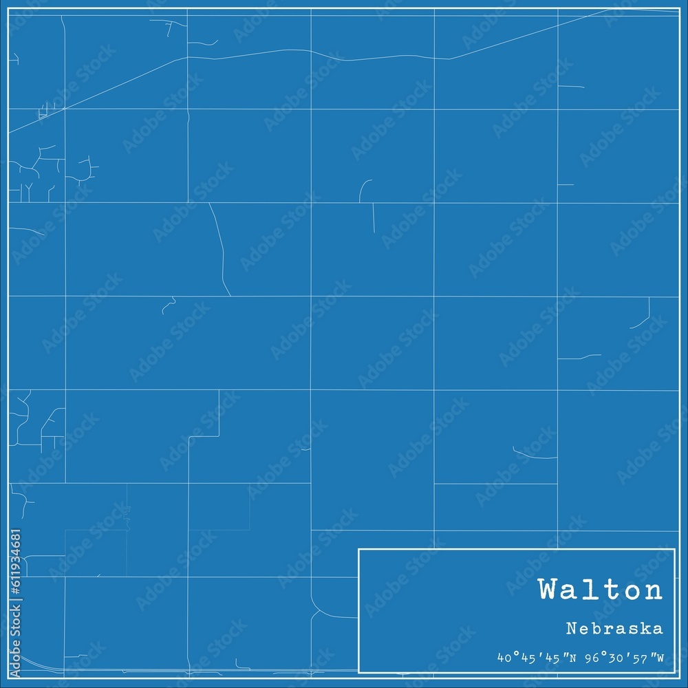 Blueprint US city map of Walton, Nebraska. Blueprint US city map of Walton, Nebraska.