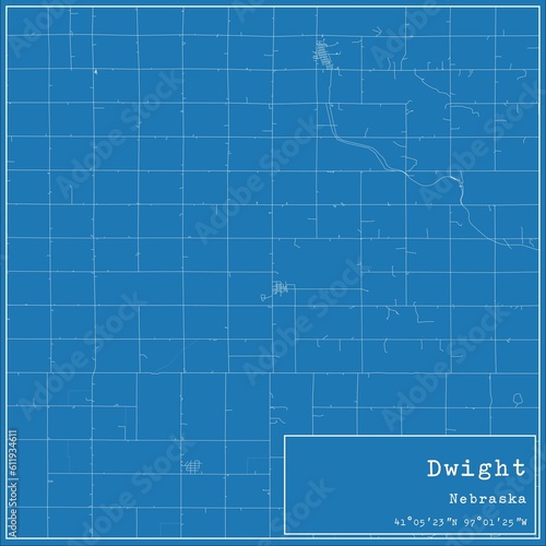Blueprint US city map of Dwight, Nebraska. photo