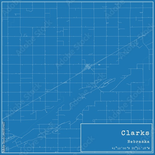 Blueprint US city map of Clarks  Nebraska.