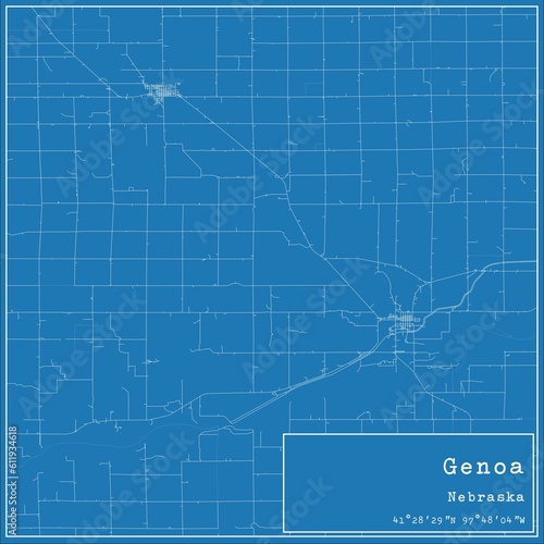 Blueprint US city map of Genoa, Nebraska. photo