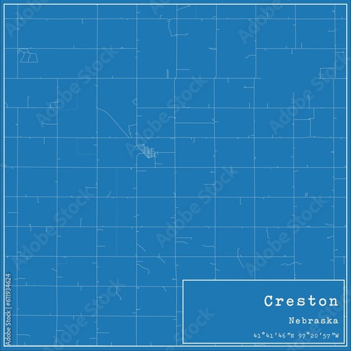 Blueprint US city map of Creston, Nebraska. photo