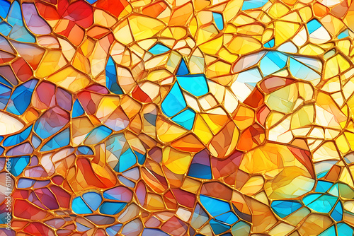 Colorful stained glass background generated by AI © Kristina Yu