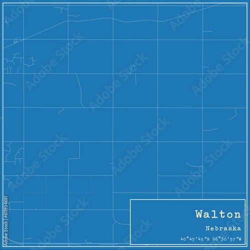Blueprint US city map of Walton, Nebraska.