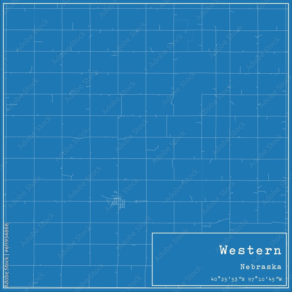 Blueprint US city map of Western, Nebraska. Blueprint US city map of Western, Nebraska.