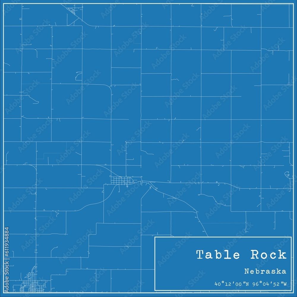 Blueprint US city map of Table Rock, Nebraska. Blueprint US city map of Table Rock, Nebraska.