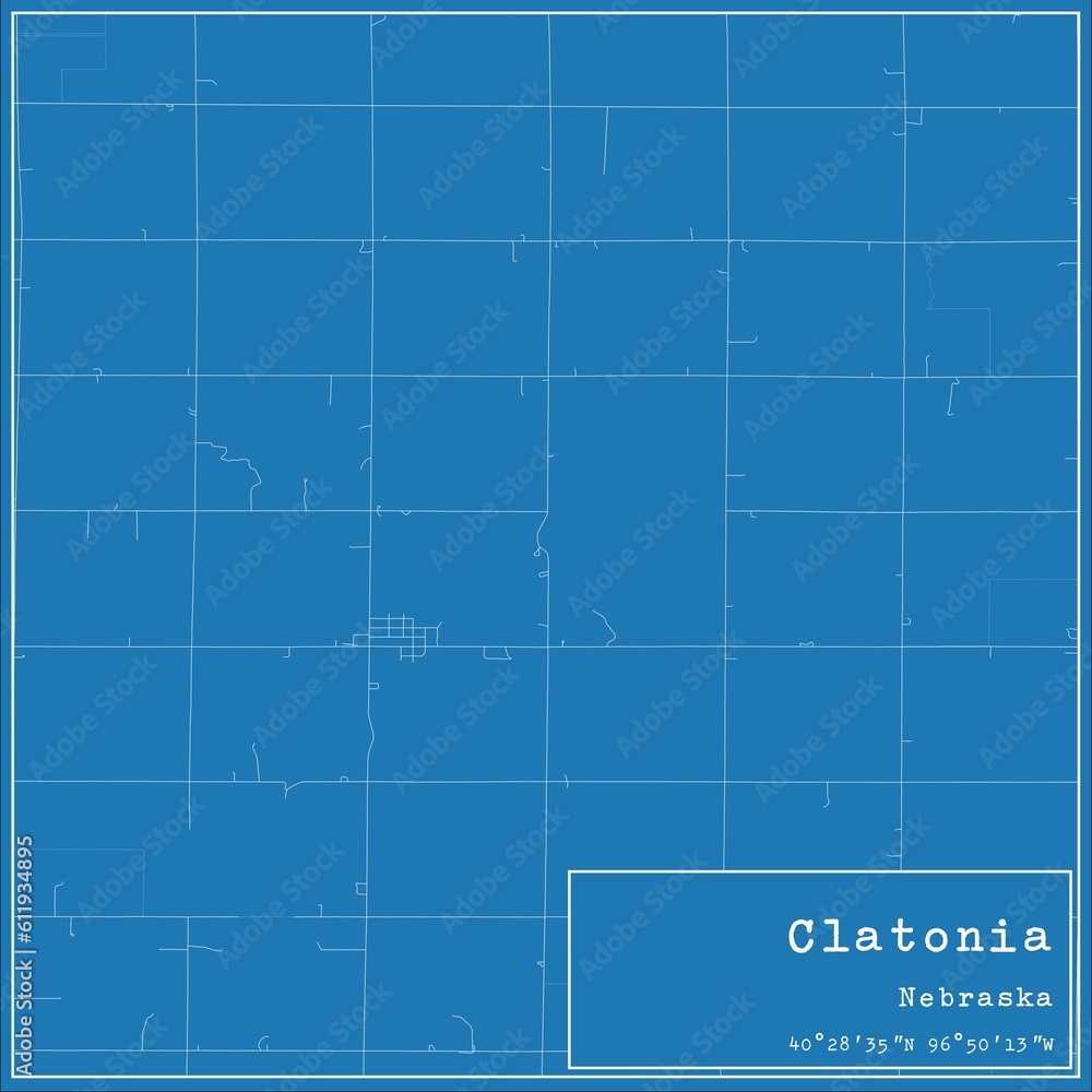 Blueprint US city map of Clatonia, Nebraska.