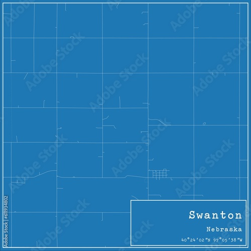 Blueprint US city map of Swanton, Nebraska. © Rezona
