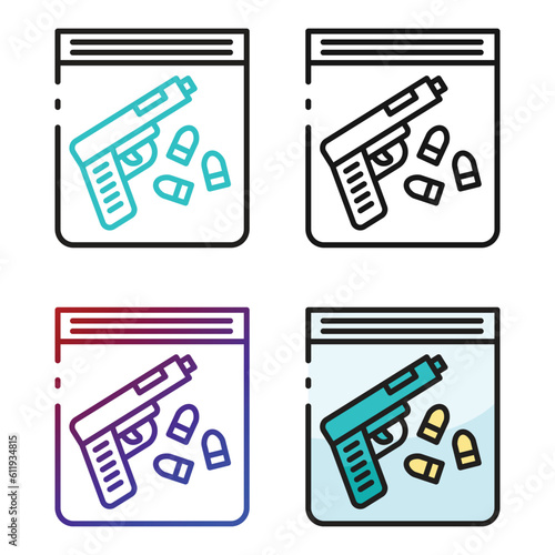 Evidence bag icon design in four variation color